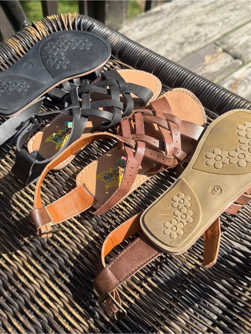 2 NEW PAIRS • Rachel Shoes Kids Size 9 Woven Gladiator Sandals • Black + Brown
